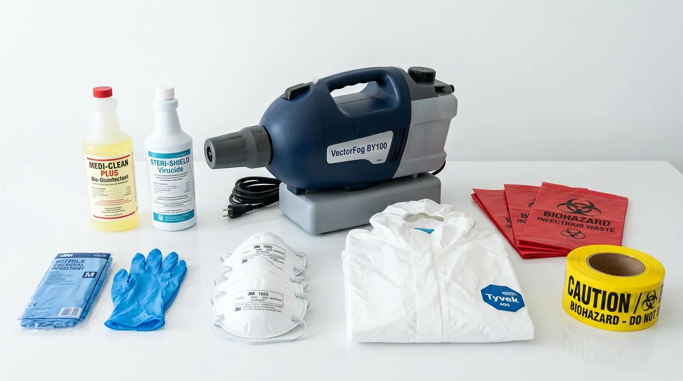 Professional biohazard remediation crew working in Freeport