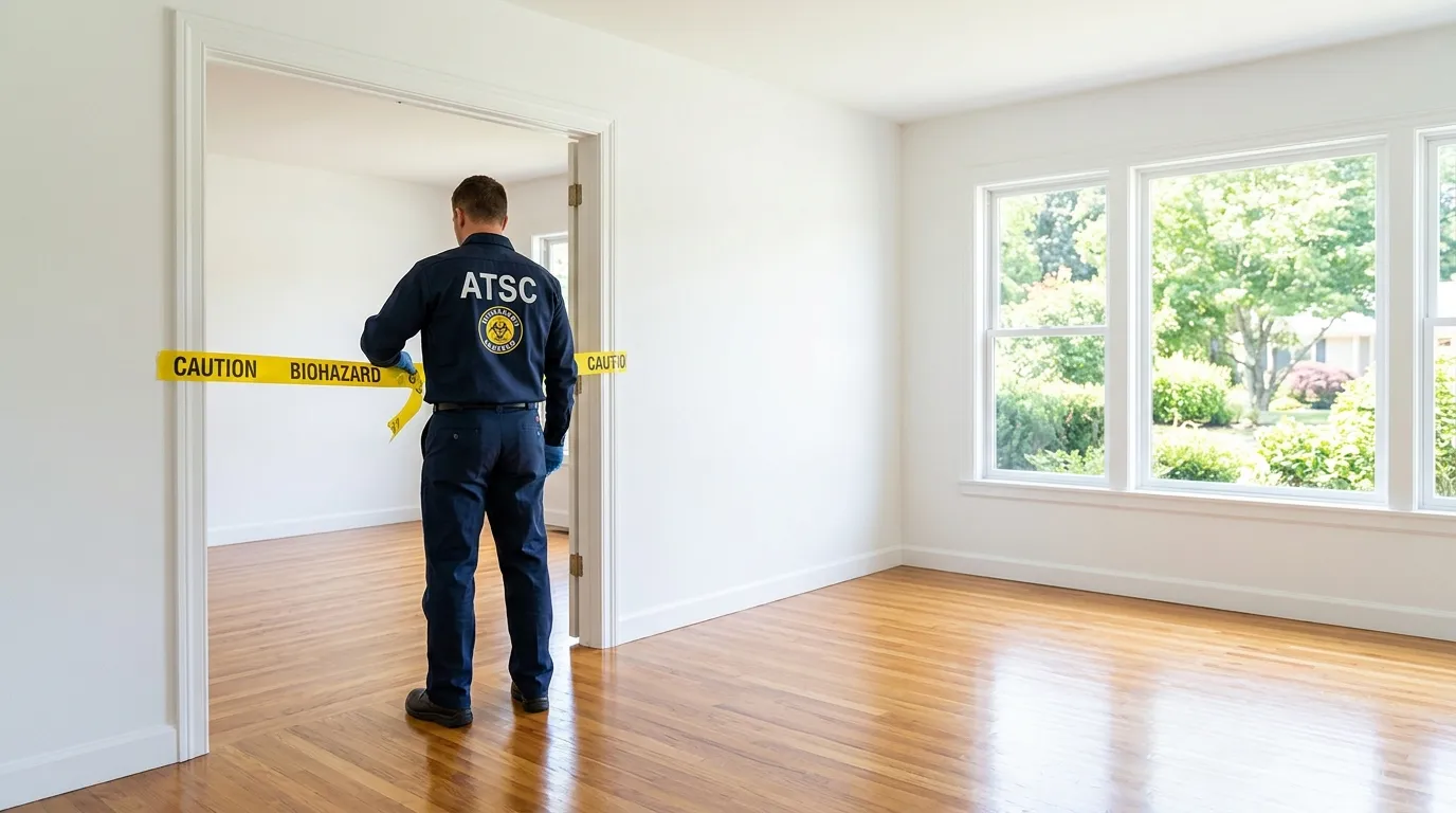 Certified biohazard cleanup crew performing Trauma Scene Cleanup in Freeport